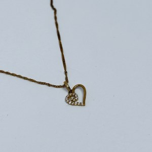 Gold 375/9K Heart Necklace with Zircons