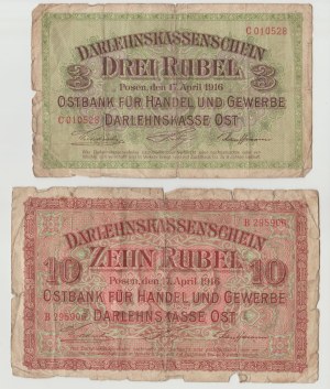 Ober-Ost Poznań 3 and 10 rubles 1916