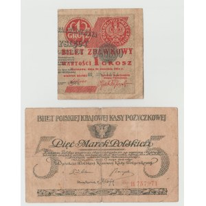 5 marek polskich 05.1919 seria H - i - 1 grosz 1924 seria AX