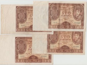set of 100 gold 1932-1934 with and without added watermark - 4 pcs.