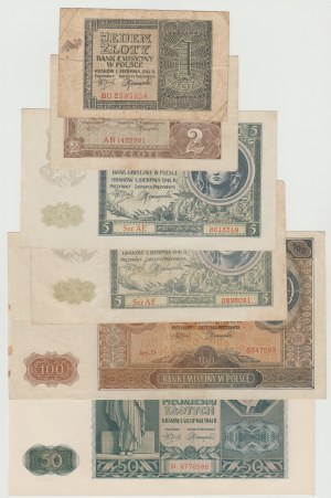 GG denomination set of 1,2,5,50 and 100 zloty - 1941