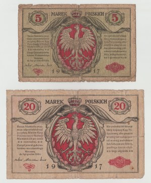 5 mkp Tickets and 20 mkp jener 1916