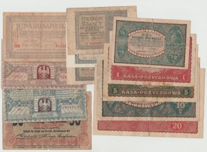 set of banknotes and vouchers 1916-1941