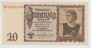 Germany 20 marks 1939 - series D - 