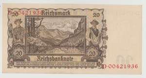 Germany 20 marks 1939 - series D - 