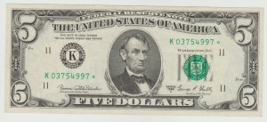 USA $5 1969 - K - Banuelos-Shultz - Star Note