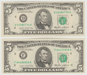 USA $5 1985 - D and F (Ortega-Baker).