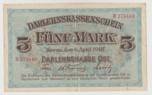 Ober-Ost Kaunas 5 marks 1918 - B series