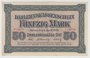 Ober-Ost Kaunas 50 marks 1918 - F series