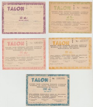 Poznań talons set of denominations 5-100 zloty 1982