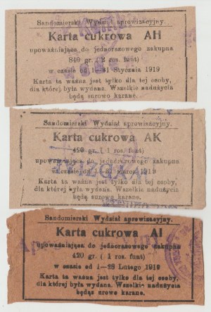 Sandomierz 3 sugar cards 1919