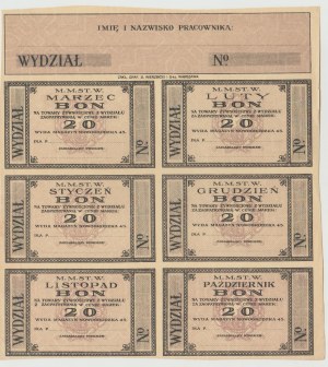Warsaw food vouchers for 20 marks after 1918