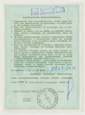 NBP 5000 zloty 1987 deposit voucher for 3 years