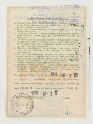NBP PLN 100,000 1988 - series A deposit voucher for 3 years