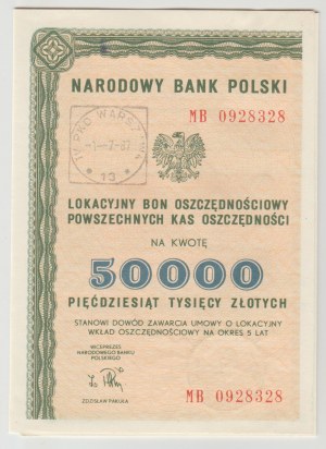 NBP 50,000 zlotys 1987 - MB series - 5-year deposit voucher