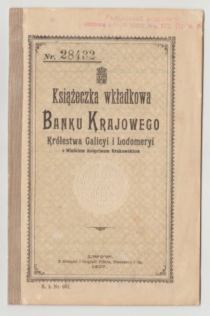 Lviv 1907 National Bank contribution booklet - rare