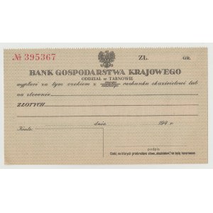 Czek XXw. lata 40-te BGK w Tarnowie