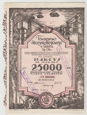 25,000 mkp 1923 Coal Industry Society - IV. Issue (pink)