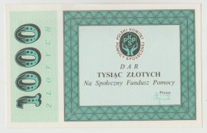 PKPS Social Relief Fund 1000 zloty - no numbering