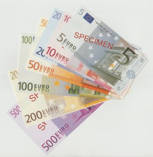 Advertising printing - 5-500 Euro 2001 SPECIMEN