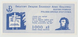 Polish Home Army's ŚZŻ AK 1000 zlotys for the construction of the Polish Way of the Cross monument