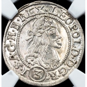 Leopold I., 3 Kreuzer 1665, KB, Kremnitz