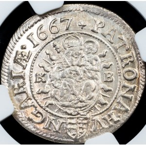 Leopold I., 3 Kreuzer 1667, KB, Kremnitz