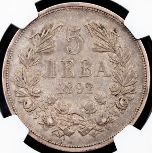 Bulgaria, 5 Leva 1892, KB, Kremnitz