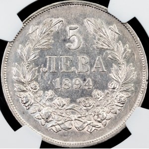 Bulgaria, 5 Leva 1894, Kremnitz