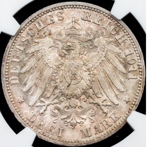 Germany, 3 Mark 1911, F, Stuttgart