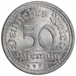 Germany, 50 Pfennigs 1920, A, Berlin