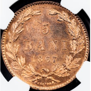 Roumanie, 5 Bani 1867, Heaton