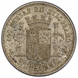 Spanien, 2 Pesetas 1870, SNM, Madrid
