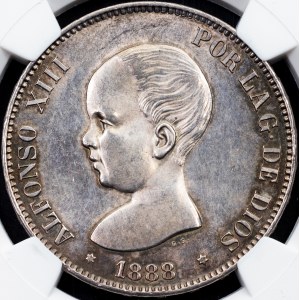 Spain, 5 Pesetas 1888, Madrid