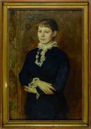 Witold PRUSZKOWSKI (1846-1896), Portret młodej kobiety w ciemnogranatowej sukni