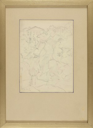 Hanna RUDZKA-CYBISOWA (1897-1988), Krajobraz z domami na wzgórzach