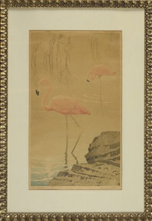 Alexander LASZENKO (1883-1944), Swimming flamingos