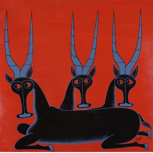 Rashidi RUBUNI (1969), Three Antelopes At Sunset