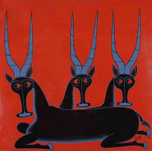Rashidi RUBUNI (1969), Three Antelopes At Sunset
