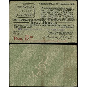 dawny zabór rosyjski, bon na 3 ruble, 15.10.1914