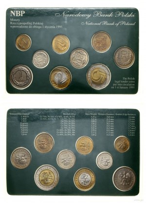 Poland, set of coins of the Third Republic of Poland introduced into circulation on 1.01.1995, Warsaw