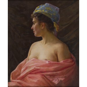 Bolesław Tomaszewicz (1863 - 1921), Portret kobiety w błękitnym zawoju