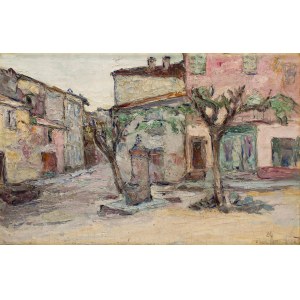 Włodzimierz Terlikowski (1873 Poraj k. Łodzi - 1951 Paryż), Mały rynek w Saint Tropez (Petite place a Saint-Tropez), 1924