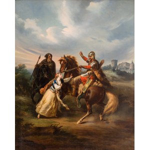 Feliks Sypniewski (1830 Warszawa - 1903 Warszawa), Spotkanie Alfa i Aldony w obecności Halbana, 1855