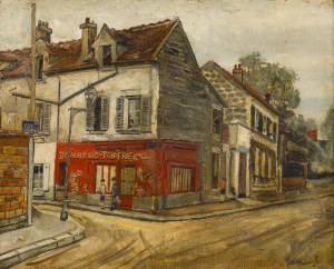 Natan (Nathan) Grunsweigh (Grunsweig) (1880 Kraków - 1956 Paryż), Na rogu ulicy w miasteczku (Rozmowa przed sklepem)