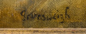 Natan (Nathan) Grunsweigh (Grunsweig) (1880 Kraków - 1956 Paryż), Na rogu ulicy w miasteczku (Rozmowa przed sklepem)