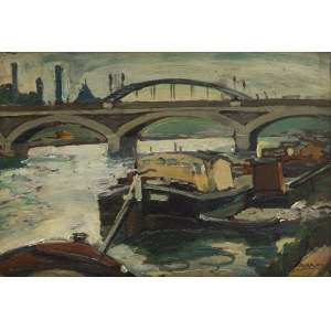 Seweryn (Szemaria) Szrajer (1889 - 1947 ), Barki na Sekwanie (La Seine, Le pont)