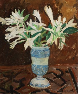 Joseph (Joseph) Hecht, FLOWERS IN A BLUE AND WHITE VASON