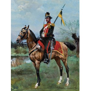 Wojciech Kossak, AUTOPORTRET NA KONIU, 1891