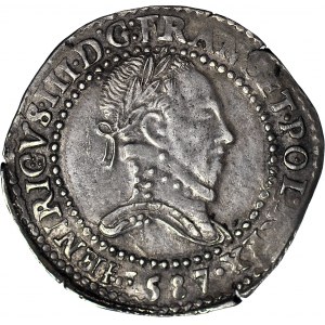 Henryk Walezy, 1/2 franka 1587, ET. POL, data w otoku pod popiersiem